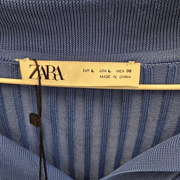 Zara Blue Knit Ribbed Tunic and Pant Set NEW - Picture 6 of 9